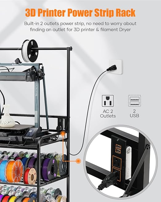 AHOWPD 3D Printer Rack Filaments Storage - Rolling 3d Printing Stand Filament Organizer, Spools Holder Racks Cart with Wheels, Heavy Duty Shelf Hold Spool PLA, ABS, PETG for Garage Office Workshop