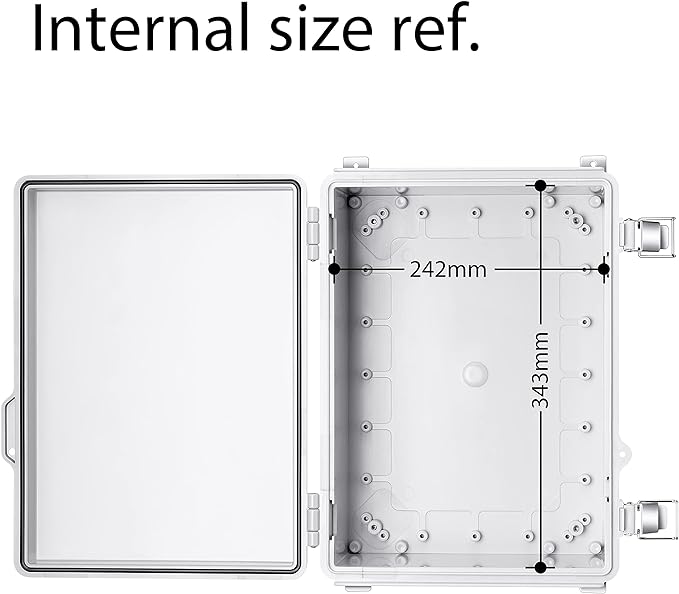 Gratury Junction Box, IP67 Waterproof Plastic Enclosure for Electrical Project, Hinged Grey Cover, Includes Mounting Plate and Wall Bracket (Grey Cover, 14.6"×10.6"×5.9")