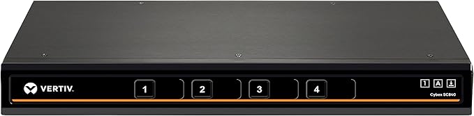 Avocent Vertiv Cybex SC840-001Secure Desktop KVM,Single Head Monitor,4 Port,Dual-Link,Secure Desktop KVM Switch,Common Access Card (CAC),Dedicated Peripheral Port (DPP),True Image Reproduction,Black