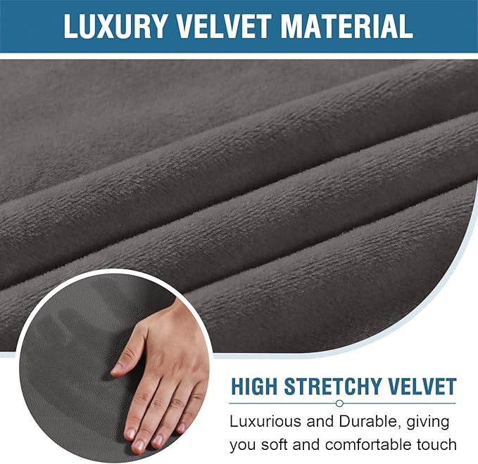 H.VERSAILTEX Velvet Home Office Chair Covers Stretchable Computer Desk Chair Covers Mid - High Back Universal Executive Boss Gaming Chair Covers Removable Machine Washable, Grey