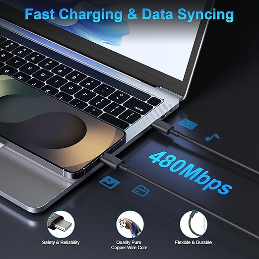 45W 2Pack Super Fast Charger USB C Dual Port Android Phone Charger Type C Fast Charging Block with 10FT Type-C Charger Cord for Samsung Galaxy S26 Ultra/S26/S26+/S25/S24/S23/S22/S21+/iPhone 17/16/15