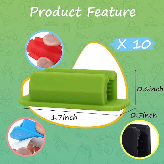 Pen Holder Set of 10, Adhesive Silicone Pen Holder for Desk, Office Desk Accessories and Teacher Supplies, Pencil Holder, Marker Holder, Multicolor (10 pack)