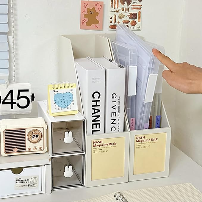 LonlyEagle 6 Pcs Clear A4 File Portable Project Case, Plastic Storage Box for 8.5" x 11" Letter Paper, Scrapbook Paper Storage Boxes Documents Magazines Holder