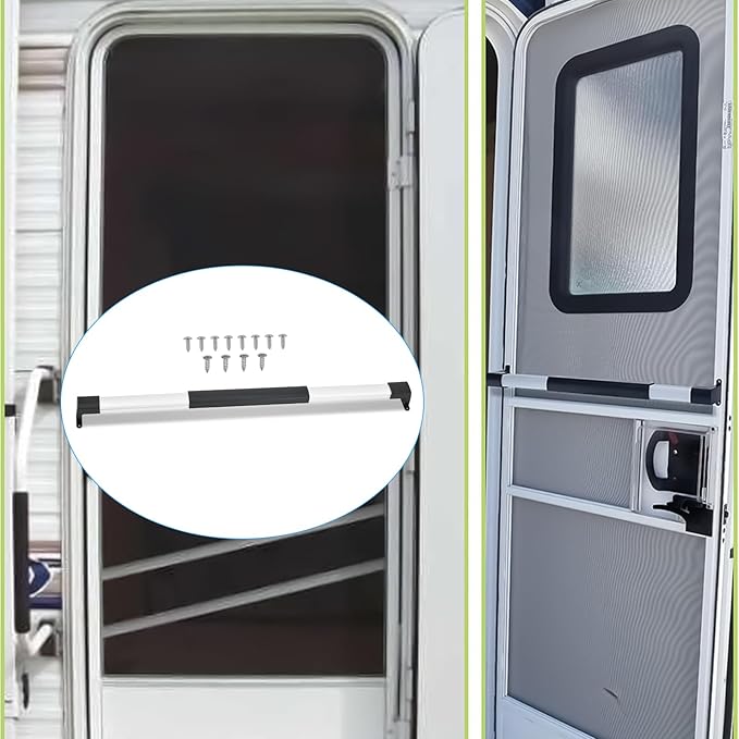 Gekufa Adjustable RV Screen Door Cross Bar Handle Universal Fit for Camper and Motorhome, 21-5/8" to 28-5/8", Durable Aluminum Frame with Non-Slip Grip