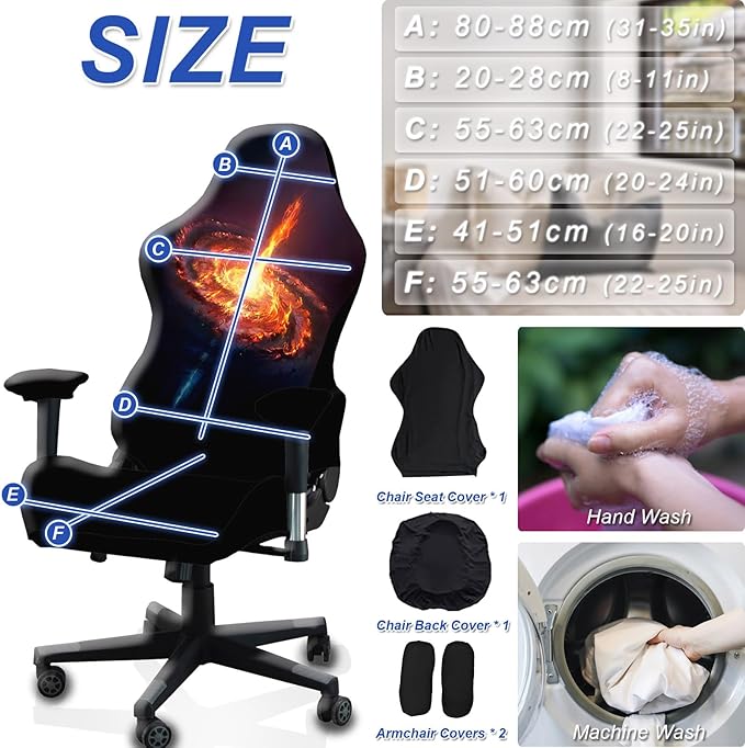 Gaming Chair Covers Slipcovers, 3D Printing Stretchable Elastic Computer Reclining Gaming Chair Seat Cover with Armrest Cover (No Chairs)(F)