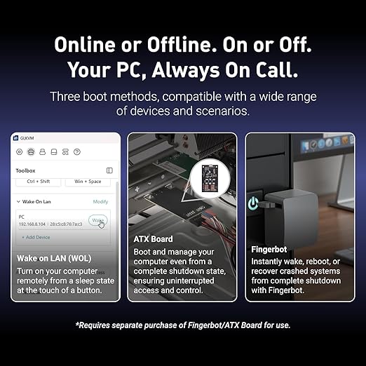 GL.iNet Comet Pro (GL-RM10) Remote KVM Over Wi-Fi, Dual Band Wi-Fi 6, 4K@30FPS Passthrough, Touchscreen, 32GB eMMC,Tailscale Support Remote Access and ATX/fingerbot for Disaster Recovery, Home Office