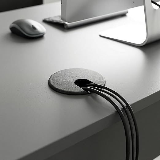 3pcs 1.5 Inch Desk Hole Grommet, Black Detachable Desk Hole Cover for Organizing Protecting Wires, U-Shaped Countertop Grommet for Home Office Computer Cables
