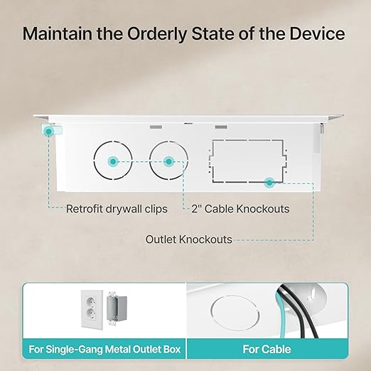 PEGZONE 9" in-Wall Media Box, Recessed Outlet Wall Box, Structured Media Enclosure for One Connect & Network Switches, Works with Fire TV Stick & Samsung -Friendly Cable Management Kit