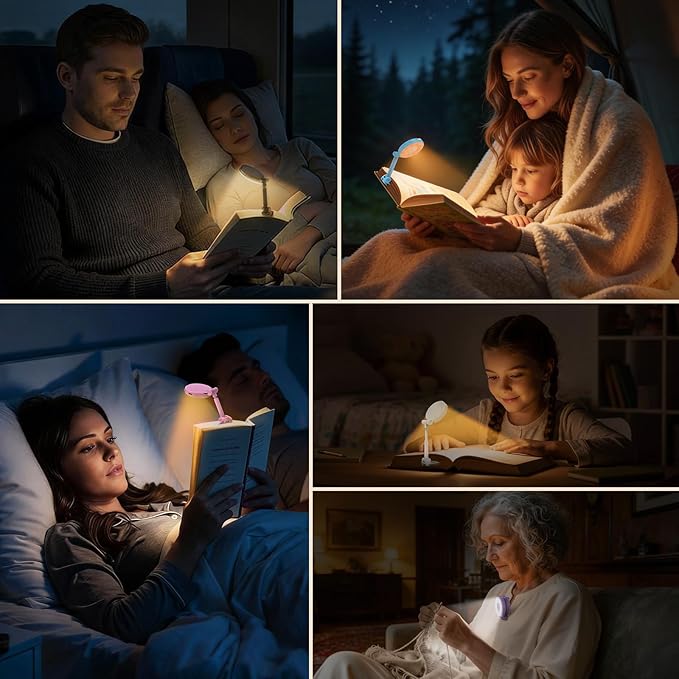 Rechargeable Book Reading Light: 18 LED Clip on Book Light for Kids in Bed & Night | Eye Caring 3 Colors & Stepless Dimming | Timer Memory Booklamp - Gifts for Book Lovers Teen Girls Boys