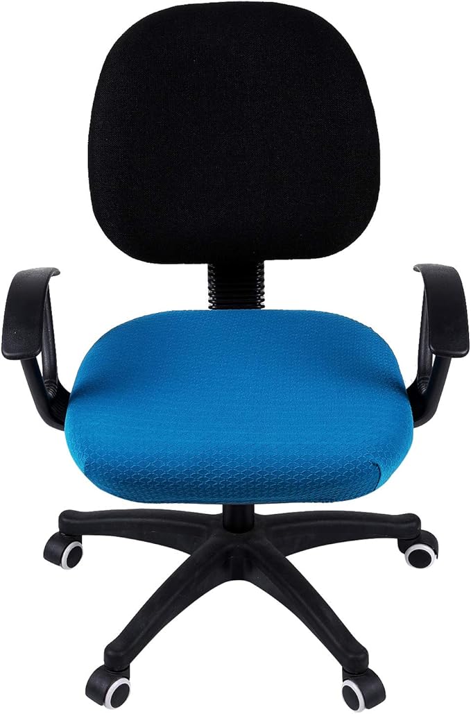 Smiry Stretch Jacquard Office Computer Chair Seat Covers, Removable Washable Anti-dust Desk Chair Seat Cushion Protectors - Ocean