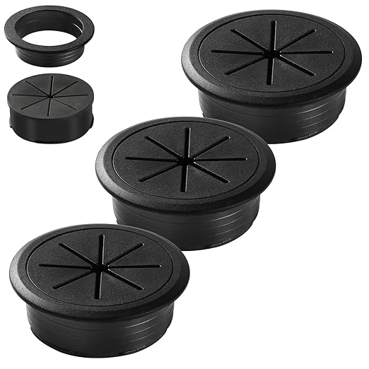 Desk Grommet 2 Inch (50 mm) 3 Pieces, Desk Hole Cover for Cables Black, ABS Plastic Grommet Hole Cover for Wires Cables Through The Countertop by XIOGZAXI