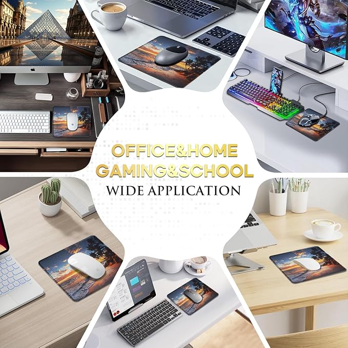 JIKIOU Mouse Pad with Non-Slip Rubber Base, Premium-Textured & Washable Computer Mousepad with Stitched Edges, Mouse Pads for Computers, Laptop, Gaming, Office & Home, 10.2 x 8.3 in Sunset
