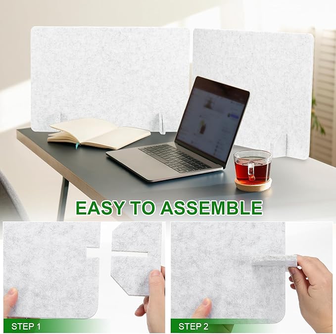 PATIKIL Desk Dividers 24" x 24", 1 Pack Desk Privacy Panel Freestanding Noise Reducing Partition Acoustic Panel with 4Pcs Support Feet for Testing Office Home Library, Light Gray Style C
