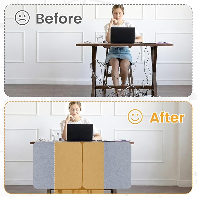 Desk Divider, Clamp On Felt Desk Privacy Panels, Acoustic Sound Absorbing Desk Partition for Office Desk, Reduce Distractions, Light Gray, 1 Pack, 24 x 24 in
