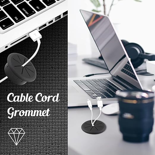 2pcs 2 Inch Cable Grommet, Flexible Desk Grommet, Cable Cord Hole Plug Wire Hole Cover for Desk, Table, Wire Pass Through (Black)