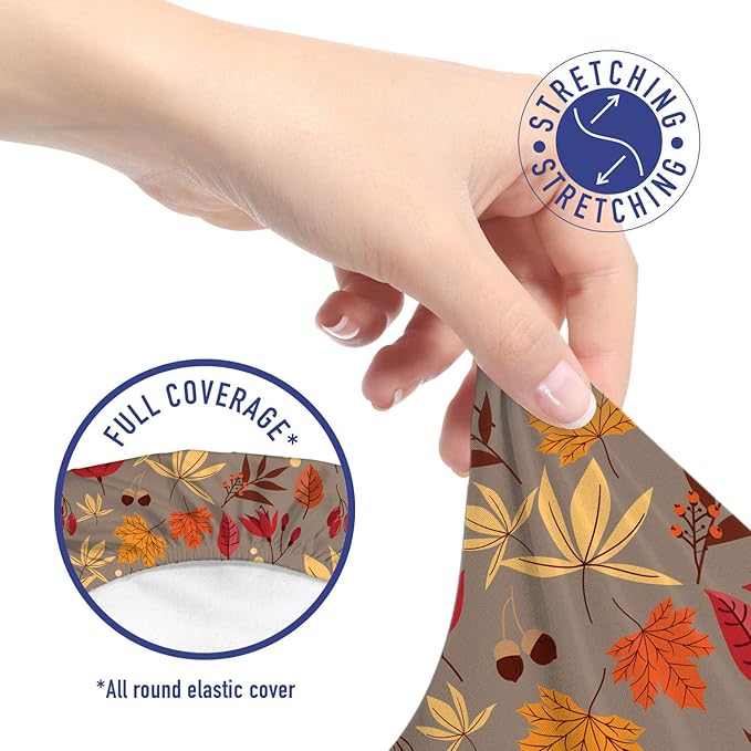 Ambesonne Burnt Orange Office Chair Slipcover, Cartoonish Autumn Leaves Acorns and Berries Seasonal Nature Foliage, Protective Stretch Decorative Fabric Cover, Standard Size, Umber Multicolor