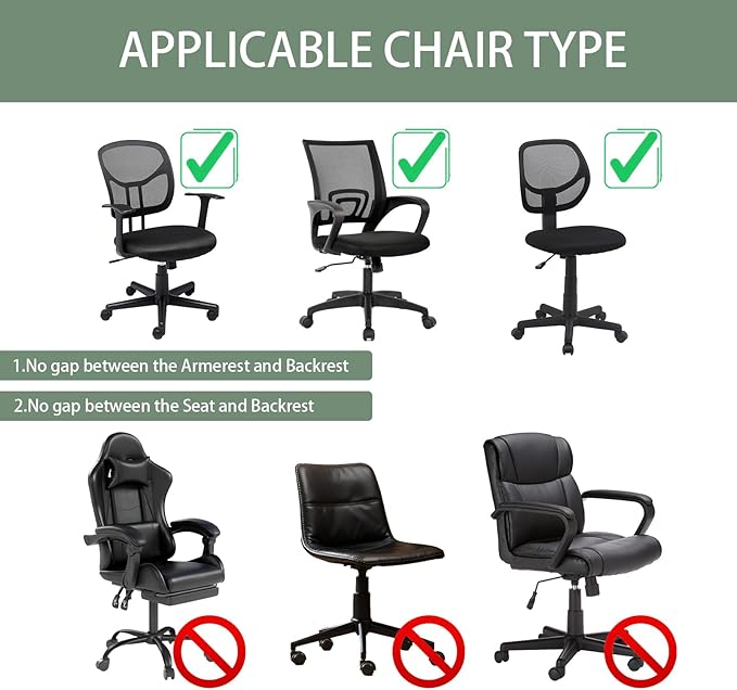 Stretch Jacquard Office Chair Cover, Removable Washable Desk Chair Cover, Anti-dust Seat Cushion Protectors - Green