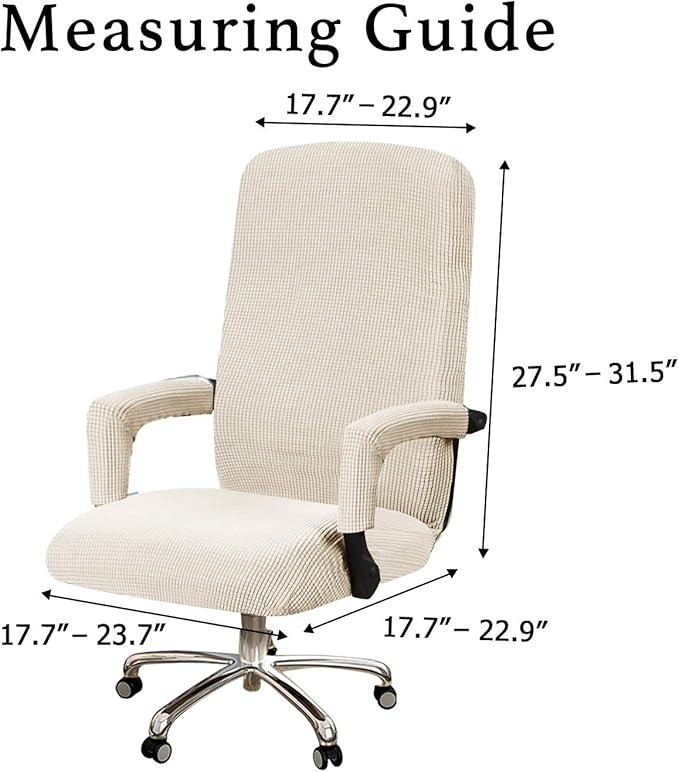 Turquoize Office Chair Cover - Universal Stretch Slipcover for Desk, Computer & Boss Chairs - Rotating Arms - Cats & Dogs - Biscotti Beige