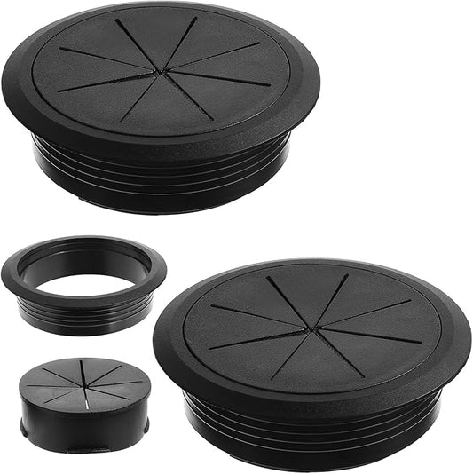 2 Pcs Desk Grommet 3.5" (90 mm) Detachable Flexible Desk Hole Cover for Cables Black ABS Plastic Grommet Hole Cover Cable Management for Office Home Table Through Countertop Wires Cables