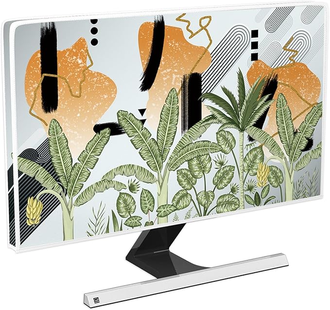 Boho Tropical Leaves Waterproof 22, 23, 24, 25 Inch Anti-Static Dustproof LCD/LED/HD Botanical Bohemian Plants Dust Proof Monitor Covers for Computer Screen iMac 24, 22-25 Inch PC