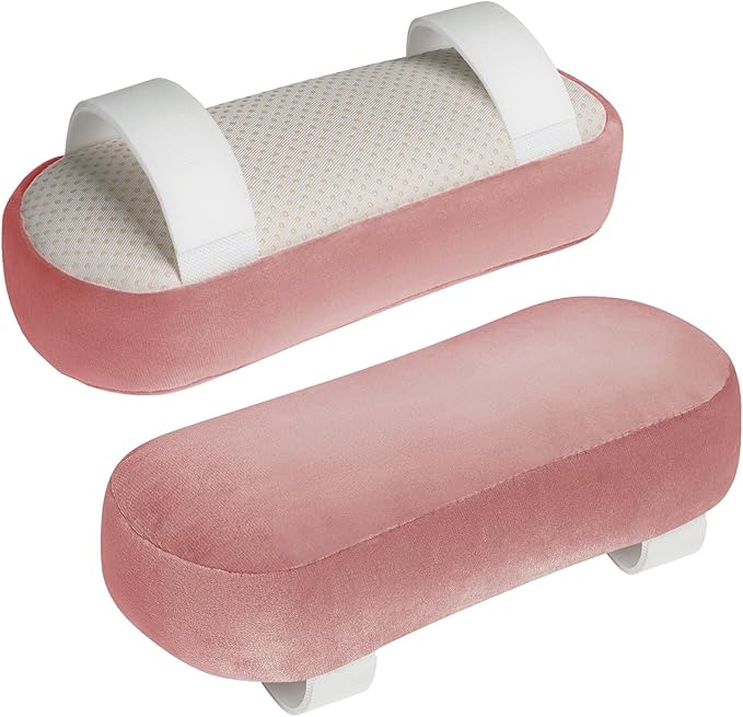 WdFour 2-Pack Non-Slip Armrest Pads for Office & Gaming Chairs - Ergonomic Forearm Support Pillow for Desk, Computer & Wheelchair, Pressure Relief Cushions (Pink)
