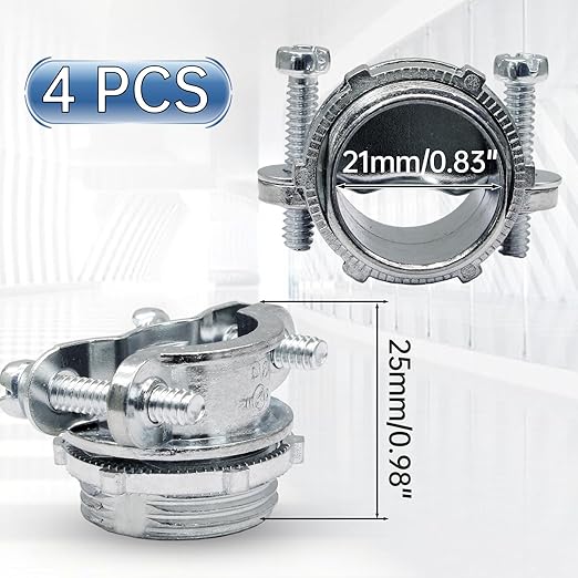 Bonsicoky 4 Pcs 3/4 Inch Clamp Type Cable Connectors - Zinc Alloy Clamp Cable Connector Fittings for Metallic Conduit Protect Electric Wires Electrical Box Cables