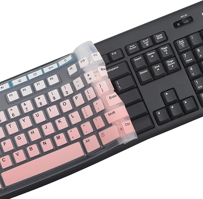 MUBUY Keyboard Cover Skin Protector Fit Logitech MK295 MK275 MK270 Wireless Keyboard, Logitech K200 K260 K270 MK200 MK260 Keyboard (NOT Fit Other Model Keyboards)-GradualPink