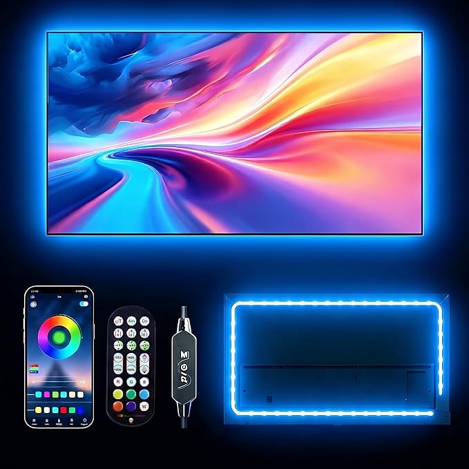TV LED Backlight, RGB TV Backlight for 32-43 inch TVs,Smart APP Remote Control,Music Sync Color Changing Strip Lights,Led Strip Lights for Bedroom,Gaming,Kitchen,Living Room