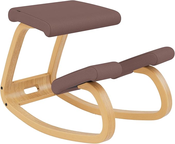 Varier Variable Light Brown/Mocha Tonal Ergonomic Office Kneeling Chair for Desk – Back Pain Relief, Rocking Seat for Home, Study & Posture Support – 10 Year Manufacturer Warranty