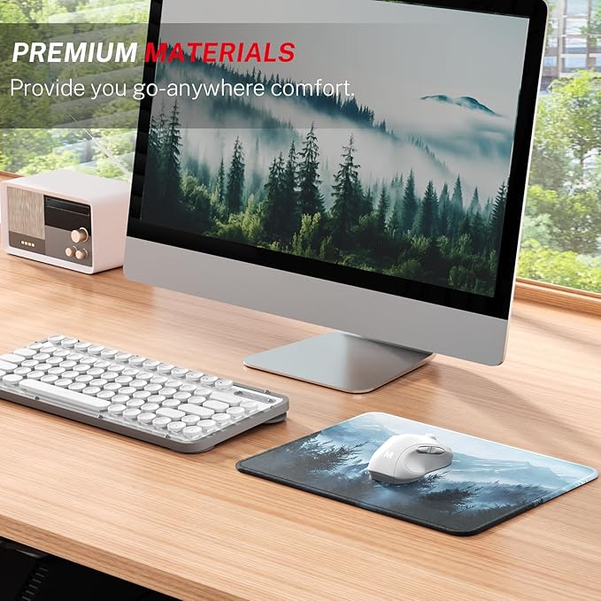 MROCO Mouse Pad [30% Larger] with Anti-Fray Stitched Edges, Premium-Textured Waterproof Surface, Non-Slip Rubber Base, Computer & Gaming Mouse Mat for Laptop, Office & Home, 8.5 x 11 in, Cloud Forest