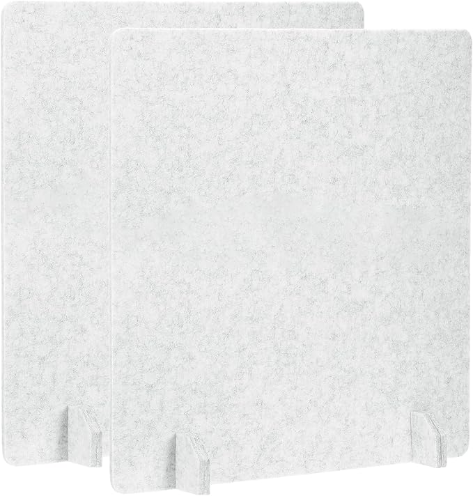 PATIKIL Desk Dividers 24" x 24", 2 Pack Desk Privacy Panel Freestanding Noise Reducing Partition Acoustic Panel with 4Pcs Support Feet for Testing Office Home Library, Light Gray Style C