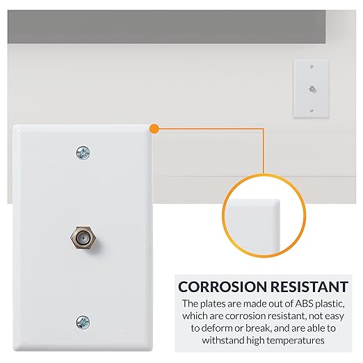 Newhouse Hardware 2.75 x 4.5 in. 1-Port TV Cable Wall Plate with F-Connector for Coaxial Cable, 5-Pack TVP-WH-05