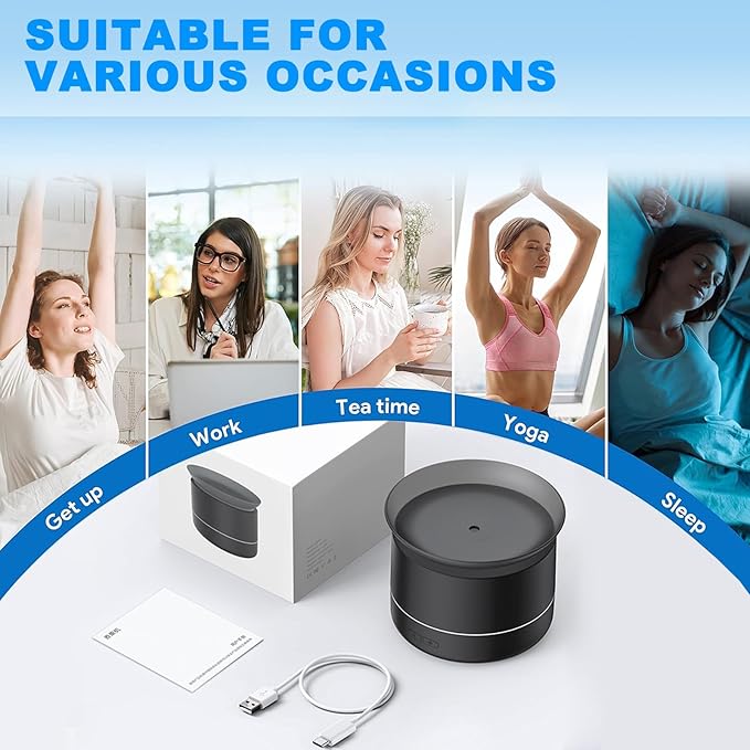 Bedroom Household Humidifier, USB Personal Desktop Humidifier Filled on The Top, Essential Oil Diffuser with 7 Color Ambient Lights, 2 Spray Modes, Suitable for Home, Office & Plants (White)