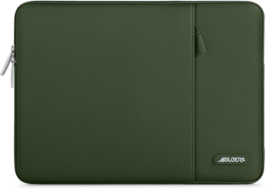MOSISO Laptop Case 13.3 inch, 13-13.3 inch Laptop Sleeve Compatible with MacBook Air/Pro 13/Pro 14 M5 M4 M3 M2 M1, HP Dell ASUS Lenovo,Polyester Vertical Computer Sleeve Bag with Pocket, Army Green