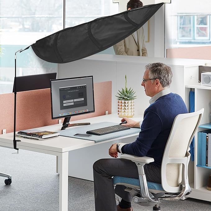 P Polerden Office Cubicle and Desk Shade,Adjustable cubicle shade,Block Overhead Light, Glare, And Airflow,Uv-Resistant Fabric,Working Office Cubicle Accessories for Light Sensititve Workers