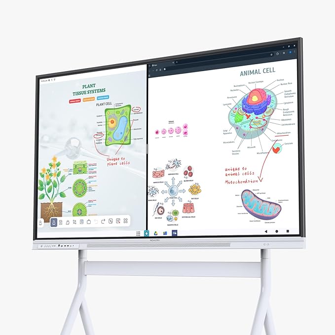 Smart Board, 65" Interactive Whiteboard with Google EDLA, Built-in Digital Whiteboard, Wireless Casting, Split-Screen & Unlimited Canvas for Business and Education (Wall Mount Included)