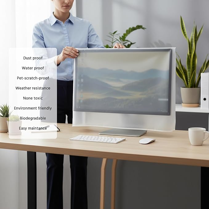 Monitor Dust Cover See-Through Lightweight Waterproof LED/LCD Computer Monitor Protective Case (29“-32” in)