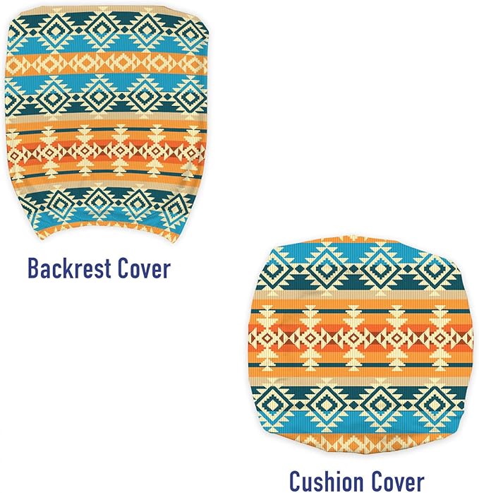 Ambesonne Southwestern Office Chair Slipcover, Striped Backdrop with Geometric Tribal Motifs Native Mexican Cultural Heritage, Protective Stretch Decorative Fabric Cover, Cream Orange Blue