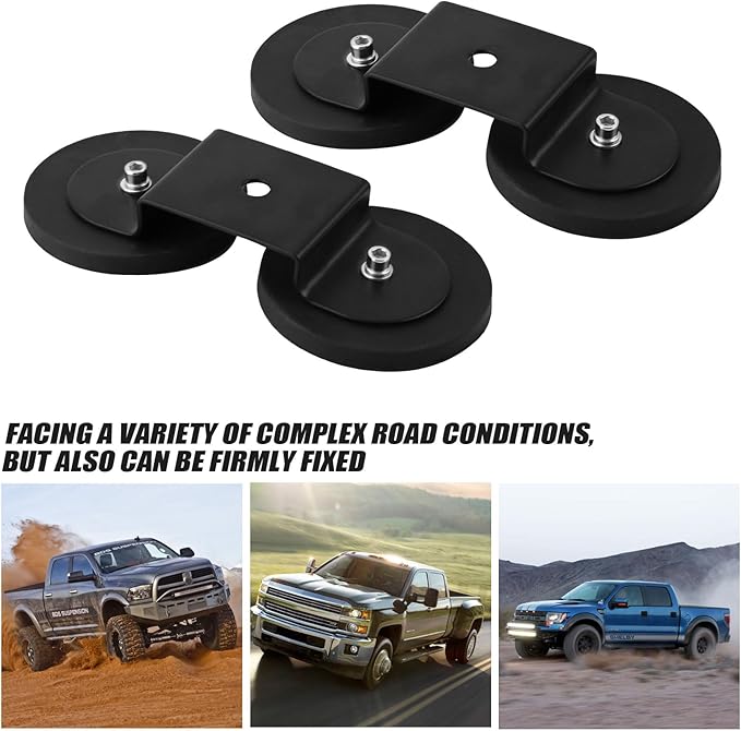 PACEWALKER Magnetic Light Bar Mount 2PCS Universal Work Light Mounting Brackets Strong Sucker Holder W/Rubber Boot for Off-Road Driving Lamp, Emergency Light Roof Light Bar SUV