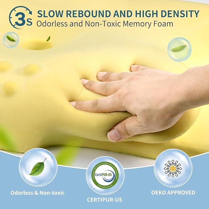 Ylekto Cervical Neck Pillow for Pain Relief - Ergonomic Memory Foam Pillows for Sleeping, Cooling Side Sleeper Pillow for Neck Support, Contour Orthopedic Bed Pillow for Sleepers