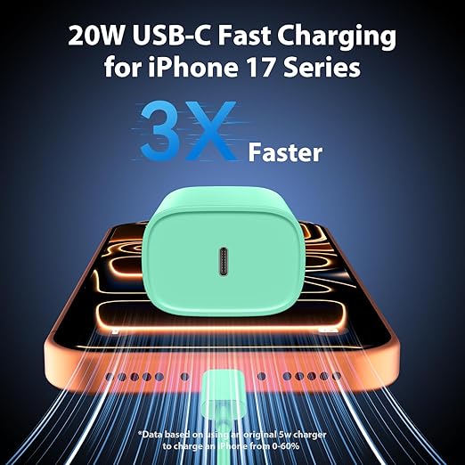 Phone 17 16 15 Charger Fast Charging Type C Chargers USB C Fast Charger Block & Phones 17 Charger Cord 10FT Long USB C Charging Cable for i.Phone 17/17 Pro/17 Pro Max/Air/Phone 16 15 Pro Max,Green