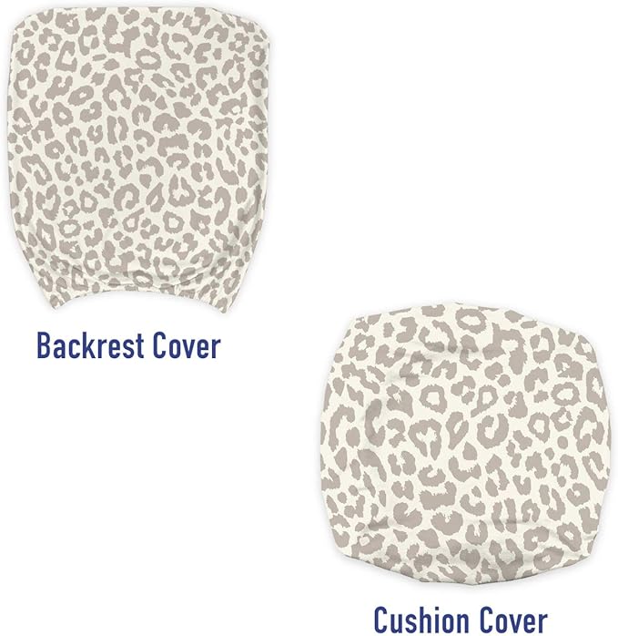 Ambesonne Leopard Office Chair Slipcover, Skin Print in Beige and Brown Shades Wildlife Nature Safari Abstract Layout, Protective Stretch Decorative Fabric Cover, Standard Size, Ivory