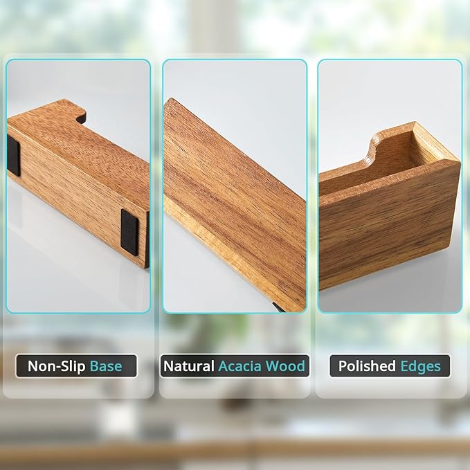 Bivvclaz 2 Pack Business Card Holder Desk, Acacia Wood Business Card Organizer Desktop Business Card Display Stand for Office Tabletop Exhibition, Small Business Essentials