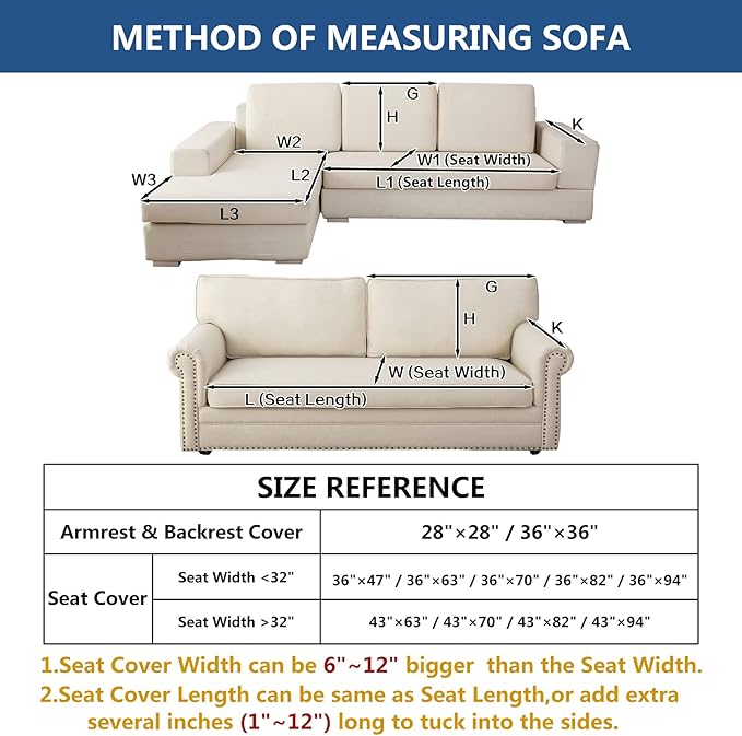 Eismodra Couch Cover,Sectional Couch Covers,Sofa Covers for 3 Cushion Couch,Anti-Slip Sofa Slipcovers for Dogs Cats Kids Loveseat Recliner L Shaped Armrest Backrest,Brown 43''x70''(Only 1 Piece)