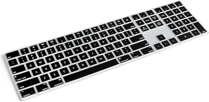 Silicone Keyboard Cover for Apple Magic Keyboard with Numeric Keypad MQ052LL/A (A1843) US Layout Ultra Thin Protector Skin (Black)
