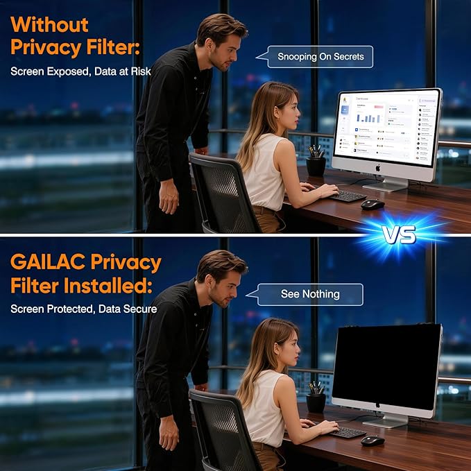 Privacy Screen for Computer Monitor 27 Inch, Anti-Blue Light Screen Protector for Eye Health, Hanging Type, Computer Screen Privacy Shield for Desktop Monitor, Suitable for Office or Home Use