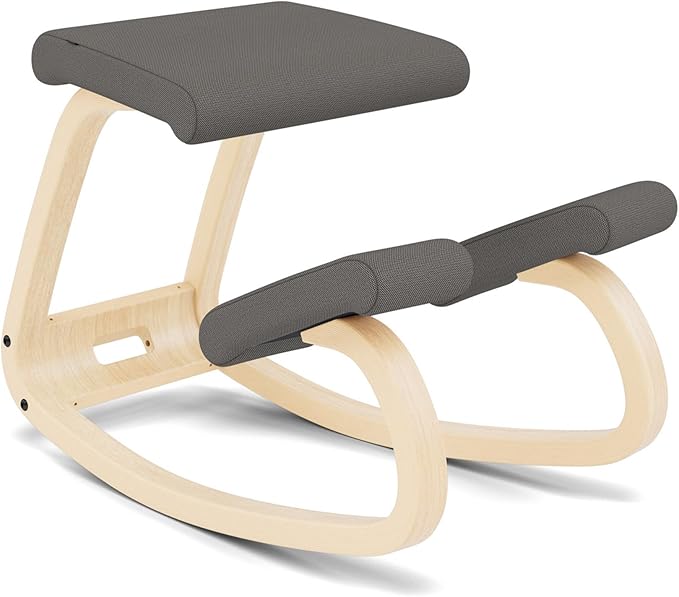 Varier Variable Natural/Grey Ergonomic Office Kneeling Chair for Desk for Desk – Back Pain Relief, Rocking Seat for Home, Study & Posture Support – 10 Year Limited Warranty
