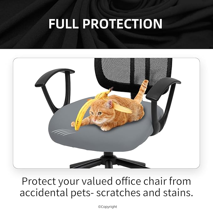 DIVA EN CAMINO DEC Stretchable Desk Office Chair Seat Cushion Covers - Universal Spandex Computer Chair Slipcover - Removable Washable Cushion Protectors Anti-Scratch for Dogs, Cats, Pets, Mid Gray