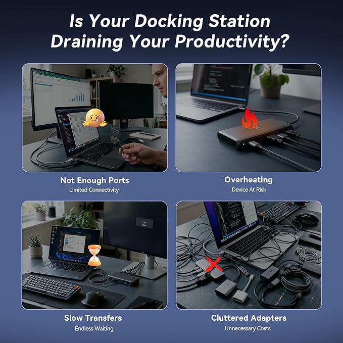 TobenONE DisplayLink Docking Station Triple Monitor with 120W Power Adapter, Triple 4K Display for MacBook Pro/Air, Thunderbolt 4/3, USB-C Windows(3X HDMI, 3X DP, 2xUSB-C, 4xUSB 3.2, SD/TF)