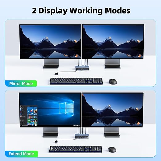 4K@120Hz HDMI Kvm Switch 2 Monitors 2 Computers 8K@60Hz Monitor KVM Switches, 4 USB3.0 Ports for 2 PC Share Mouse Keyboard and 2 Screens Support Button Switch PoC EDID Plug and Play Zero Latency